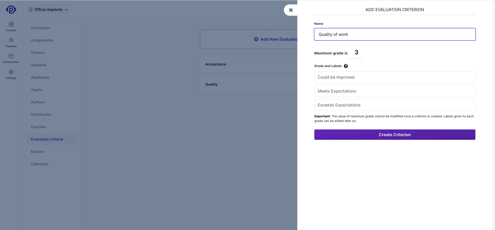 Creating an Evaluation Criteria