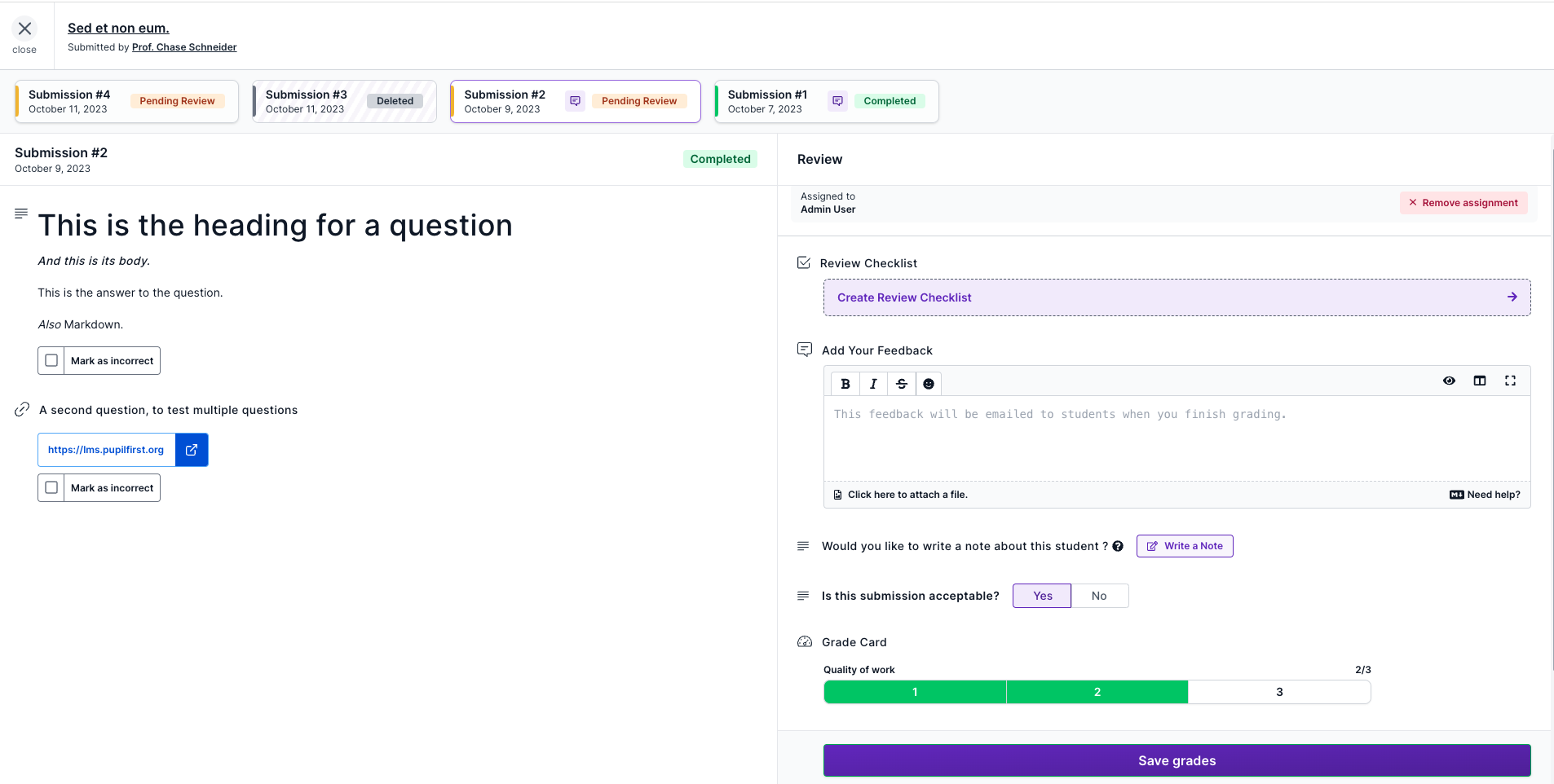 Reviewing a submission