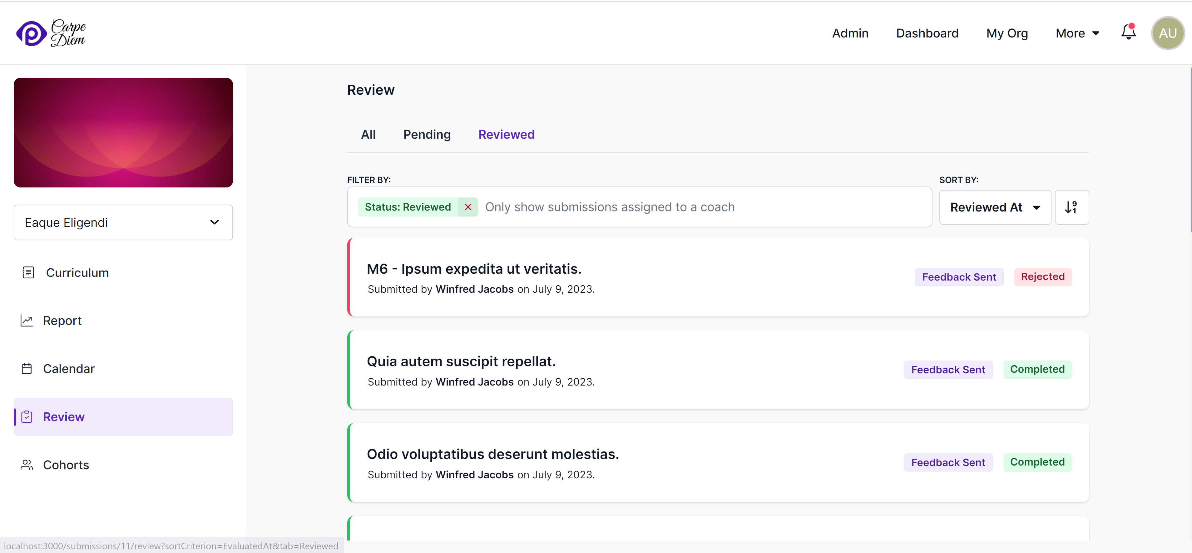 Submissions for review