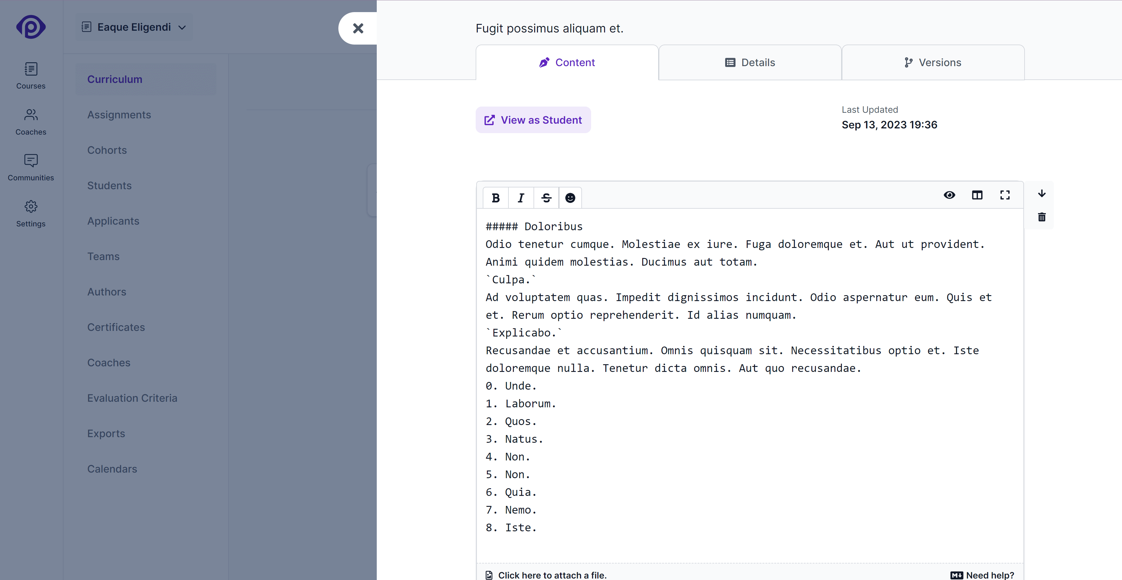 Target editor, in preview mode