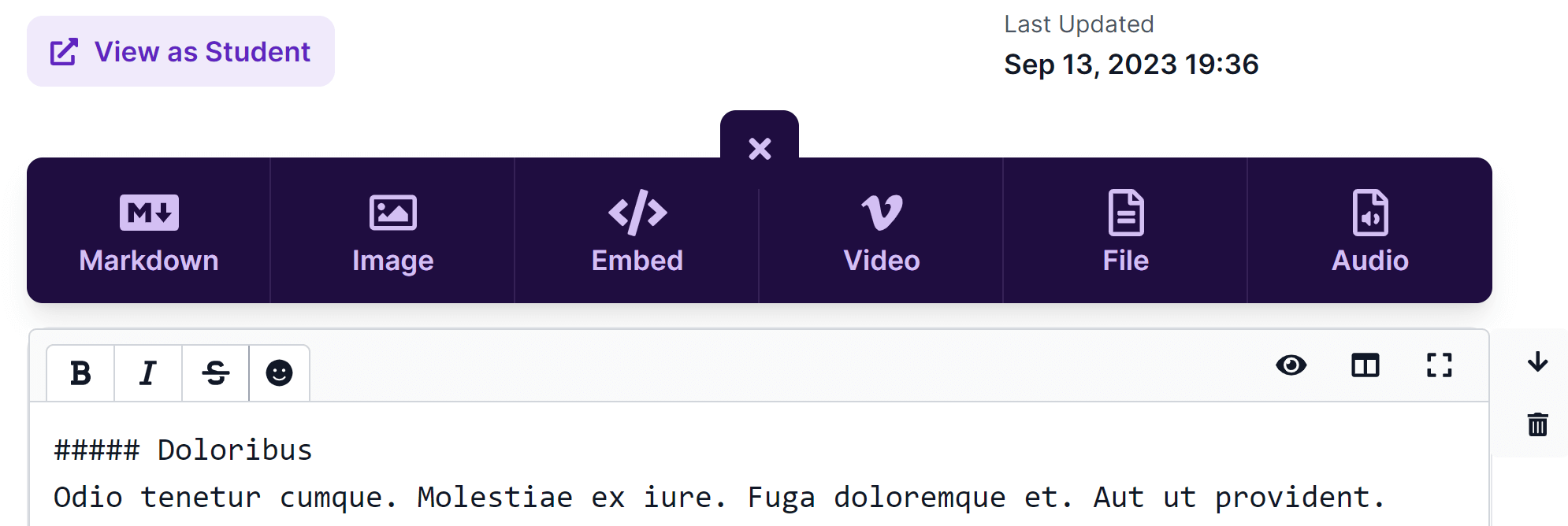 Target editor content blocks
