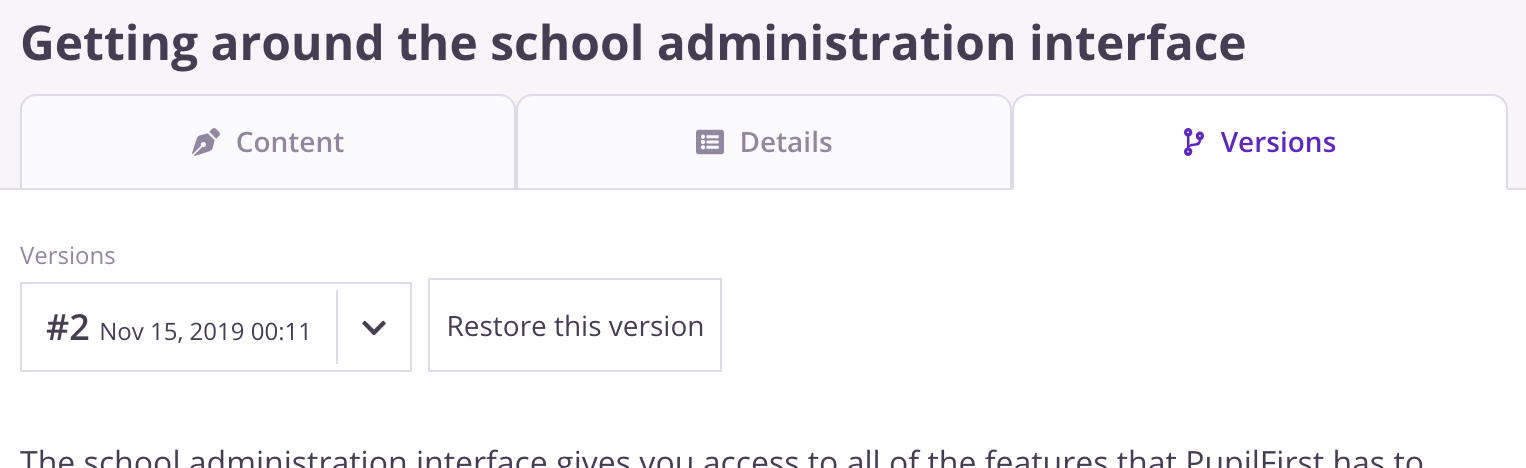 Browsing previous versions of a target&#39;s contents